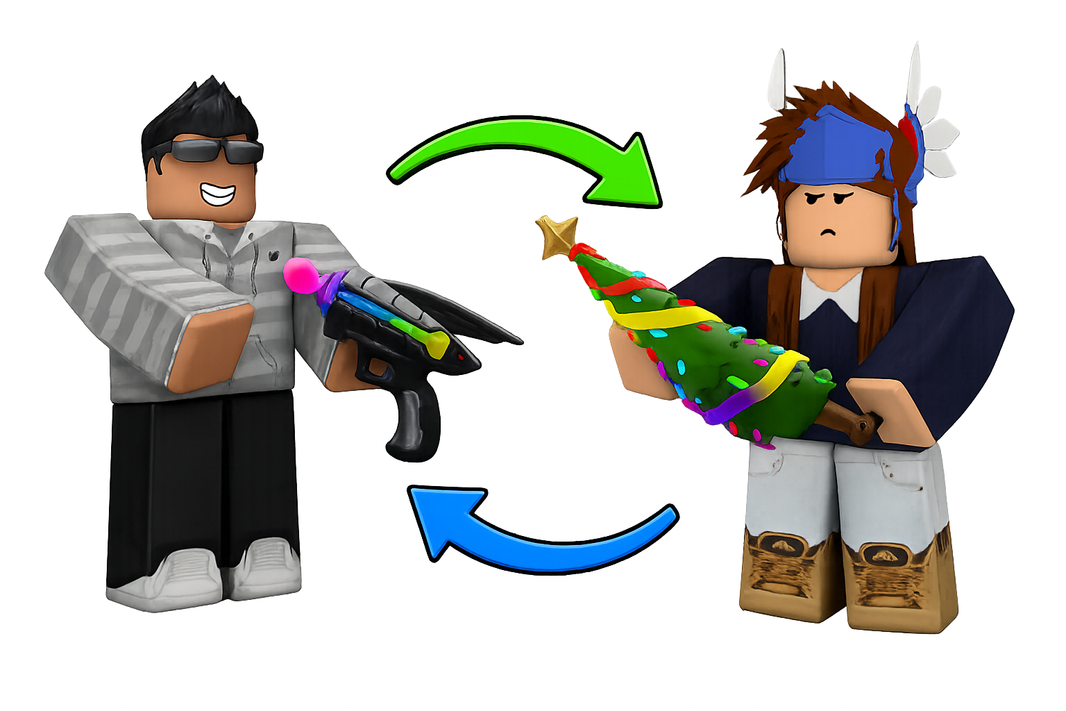 Roblox avatar with MM2 weapons